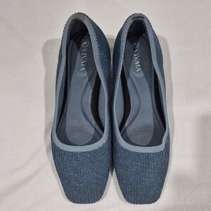 Women’s Denim Blue Knit Ballet Flats
